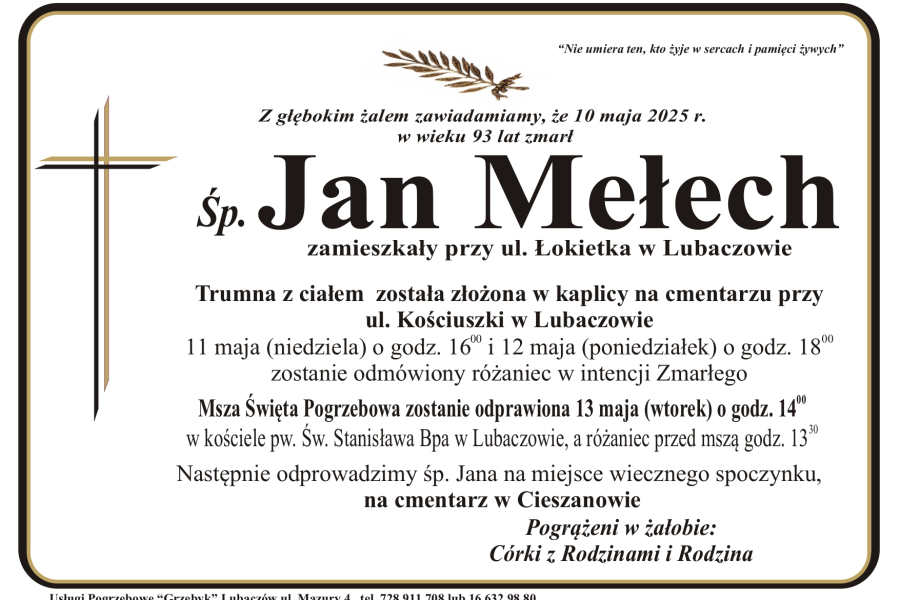 Zmarł Jan Mełech [93 lata]